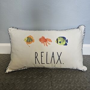 Rae Dunn Relax Pillow with Fish Design